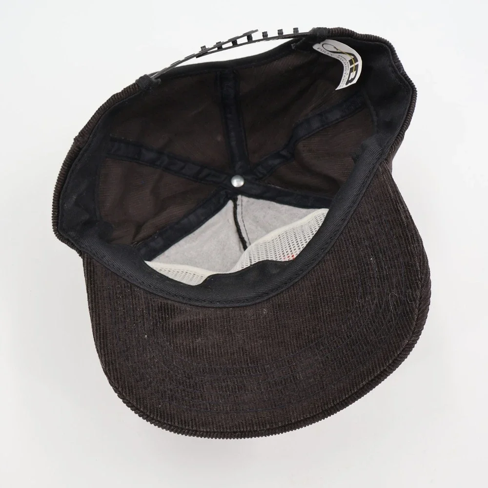 NASA Corduroy AB‎ Emblems Hat Mens OSFM Brown Red Worm Logo Snapback Vintage USA